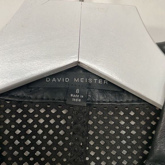 David Meister Genuine Leather Net Style Shirt - Picture 2 of 7